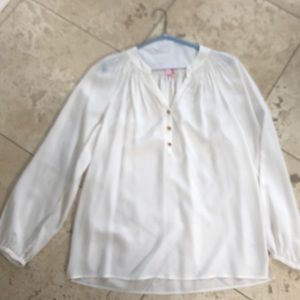 Lilly Pulitzer cream silk blouse.